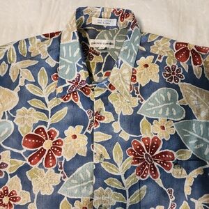 Pierre Cardin Tropical Shirt Size Large Short‎ Sleeve with Pocket